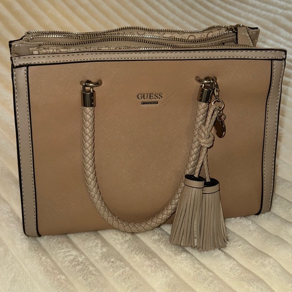 Guess Beige Handbag with Tassel Accents - Picture 7 of 8